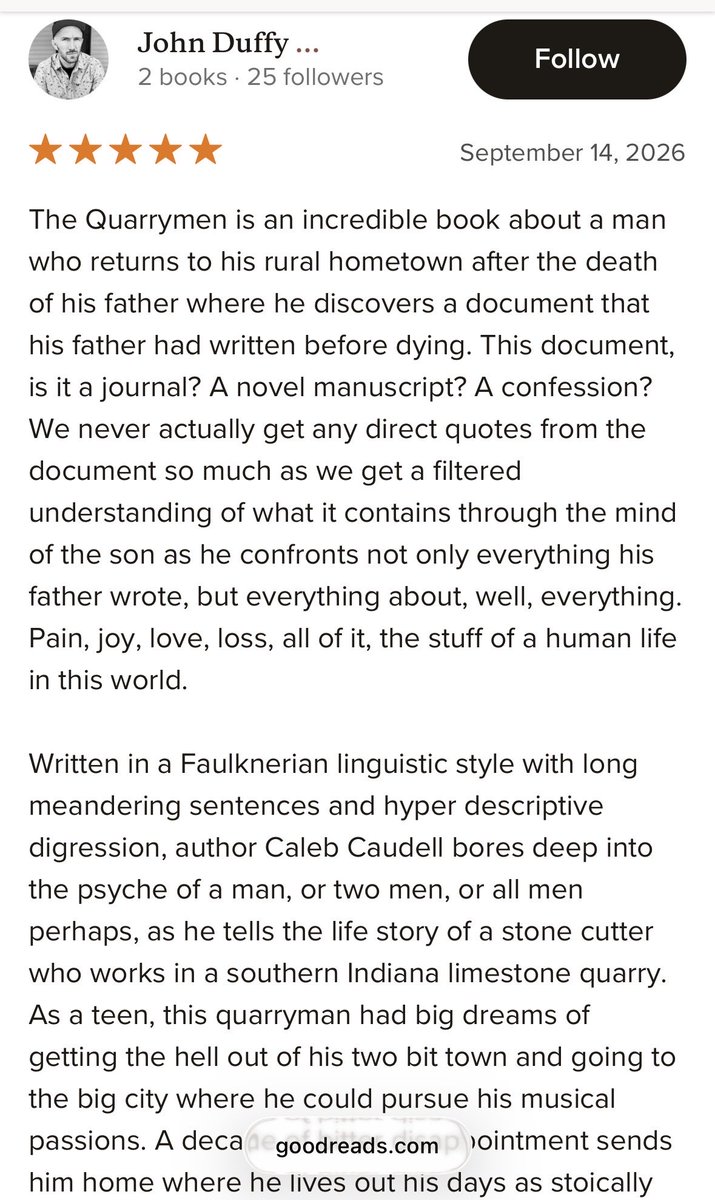 LitMiddle's tweet photo. Thanks, John, for this goodreads review of The Quarrymen https://t.co/W9qDBtkgu7