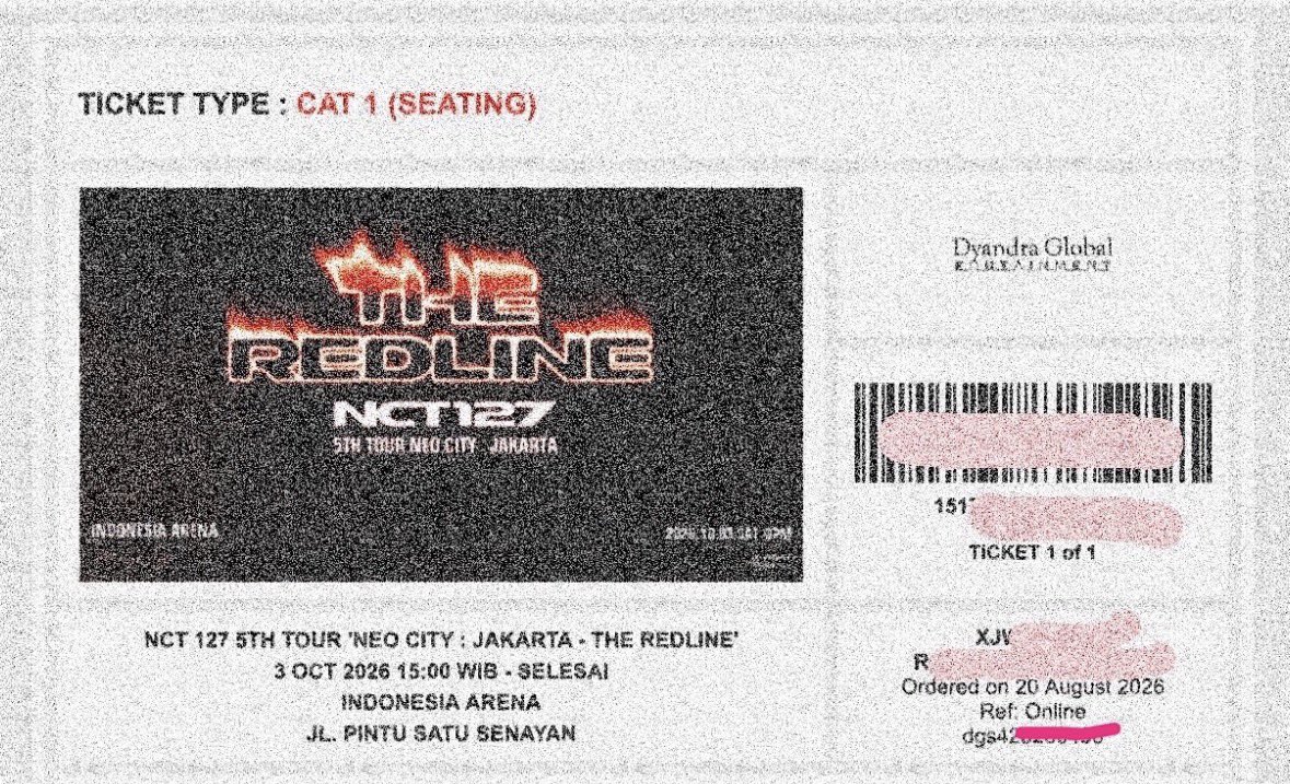 isswaaach's tweet photo. wts ⊹ want to sale tiket ‼️

NCT 127 5TH TOUR 'NEO CITY : JAKARTA - THE REDLINE

🌟CAT NEO CITY A & B (Standing)
💰4,600,000 IDR 

🌟CAT REDLINE
💰4,200,000 IDR

🌟CAT 1 
💰3,900,000 IDR

🌟CAT 6
💰1,900,000 IDR 

➰Secured 14.00, payment 14.01
➰Tiket pribadi
➰Langsung jadi fisik, aku juga nonton🤟🏻

dm for interest 🥁

Tags. info wts wtb jastip jaswar ts nct nct127 redline in jakarta nctzen ilichil konser 
#NCT태용 #redline