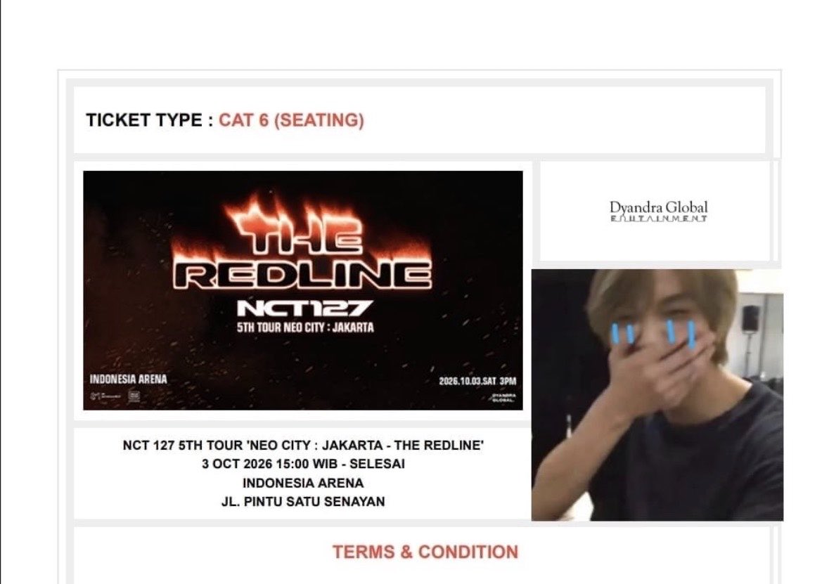isswaaach's tweet photo. wts ⊹ want to sale tiket ‼️

NCT 127 5TH TOUR 'NEO CITY : JAKARTA - THE REDLINE

🌟CAT NEO CITY A & B (Standing)
💰4,600,000 IDR 

🌟CAT REDLINE
💰4,200,000 IDR

🌟CAT 1 
💰3,900,000 IDR

🌟CAT 6
💰1,900,000 IDR 

➰Secured 14.00, payment 14.01
➰Tiket pribadi
➰Langsung jadi fisik, aku juga nonton🤟🏻

dm for interest 🥁

Tags. info wts wtb jastip jaswar ts nct nct127 redline in jakarta nctzen ilichil konser 
#NCT태용 #redline