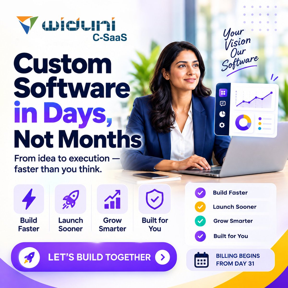 WIDUNI_C_SaaS's tweet photo. Don't wait months to build what your business needs.
Transform Now with WIDUNI C-SaaS.
Register Now: https://t.co/893wpywGqi
For more details, DM us.
#WIDUNI #CSaaS #CustomSoftware #SaaS #Automation https://t.co/tieOl02PFY