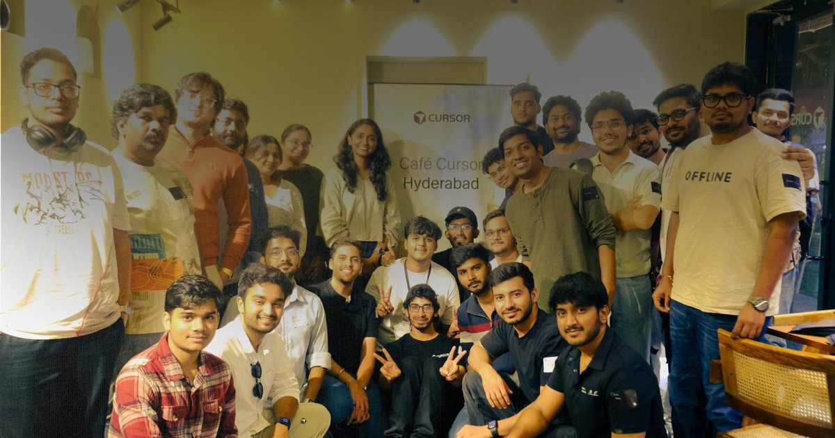 fahad_developer's tweet photo. Cafe Cursor Hyderabad was one for the books!

Good coffee, great people, and plenty of Cursor magic :)

Gallery is live 👀
https://t.co/J5BXSzZLH2 https://t.co/vO52RTw5L4
