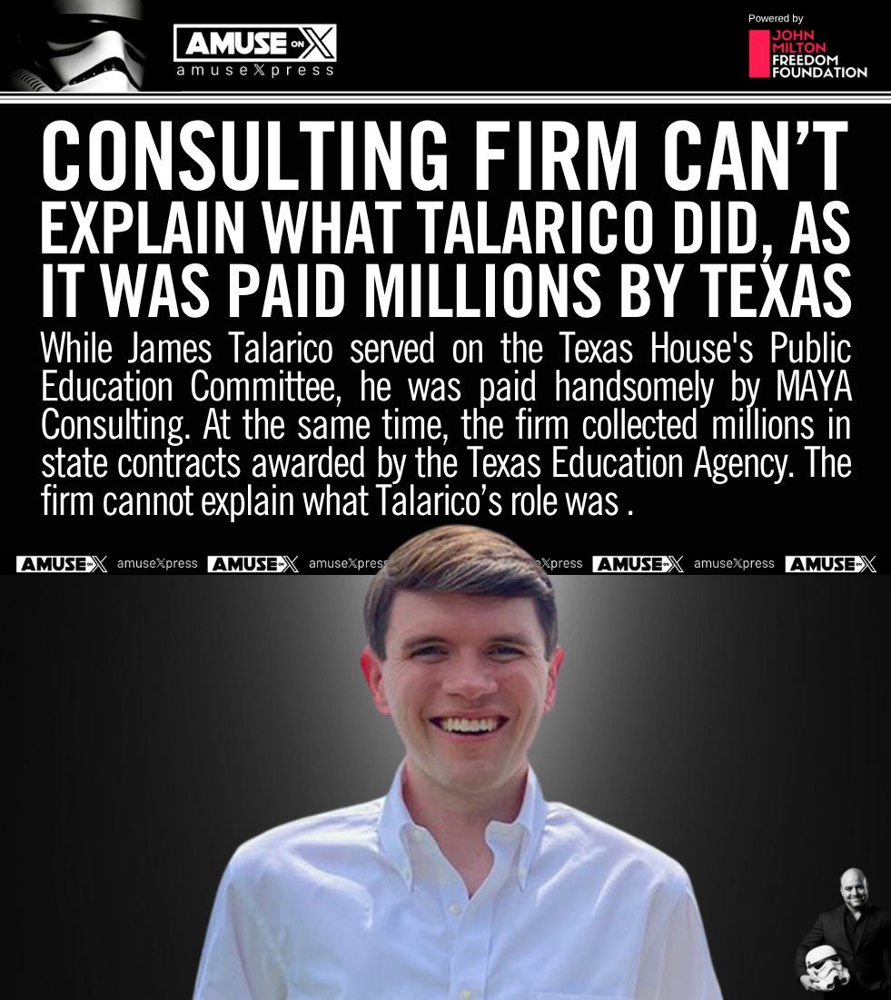 amuse's tweet photo. TEXAS SENATE RACE: While Talarico was responsible for oversight of the TEA, MAYA consulting was paying him 500% more per month than he made as a state legislator. Meanwhile, the TEA awarded MAYA millions in state contracts. The firm cannot explain what Talarico did to earn his paycheck.
