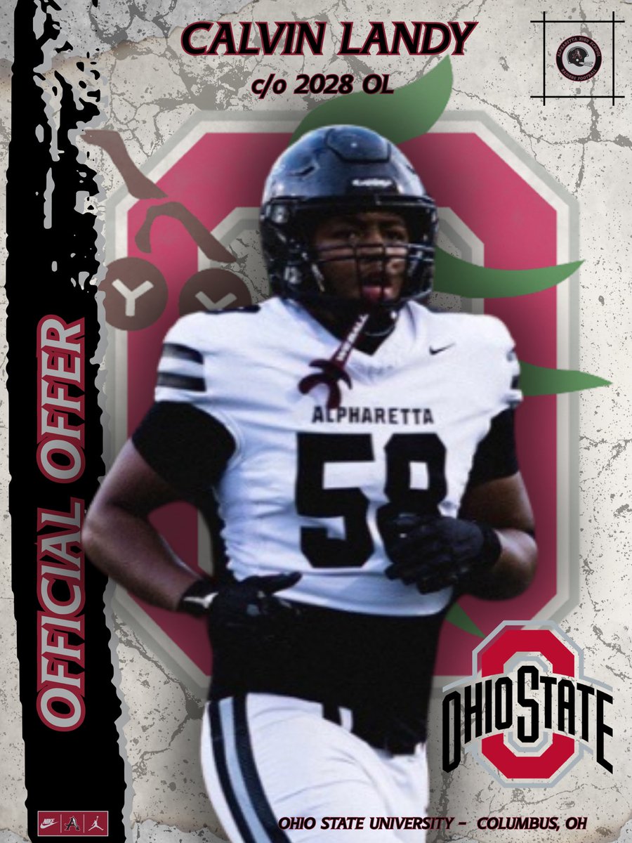 AHSFootball's tweet photo. Congratulations to 2028 OL Calvin Landy (@Calvin_Landy87) on receiving another offer from @OhioStateFB.
#AllinAllRaider #RecruitRaiderNation https://t.co/bEnq1YwIo8