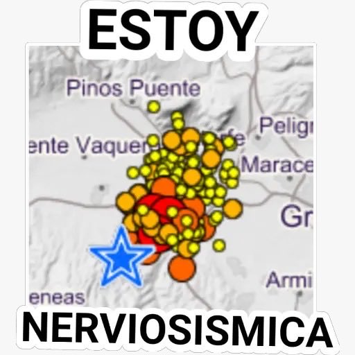 PEdritoLC's tweet photo. El sticker de moda en #Granada.
#Terremoto again. https://t.co/42PCUoEqk9