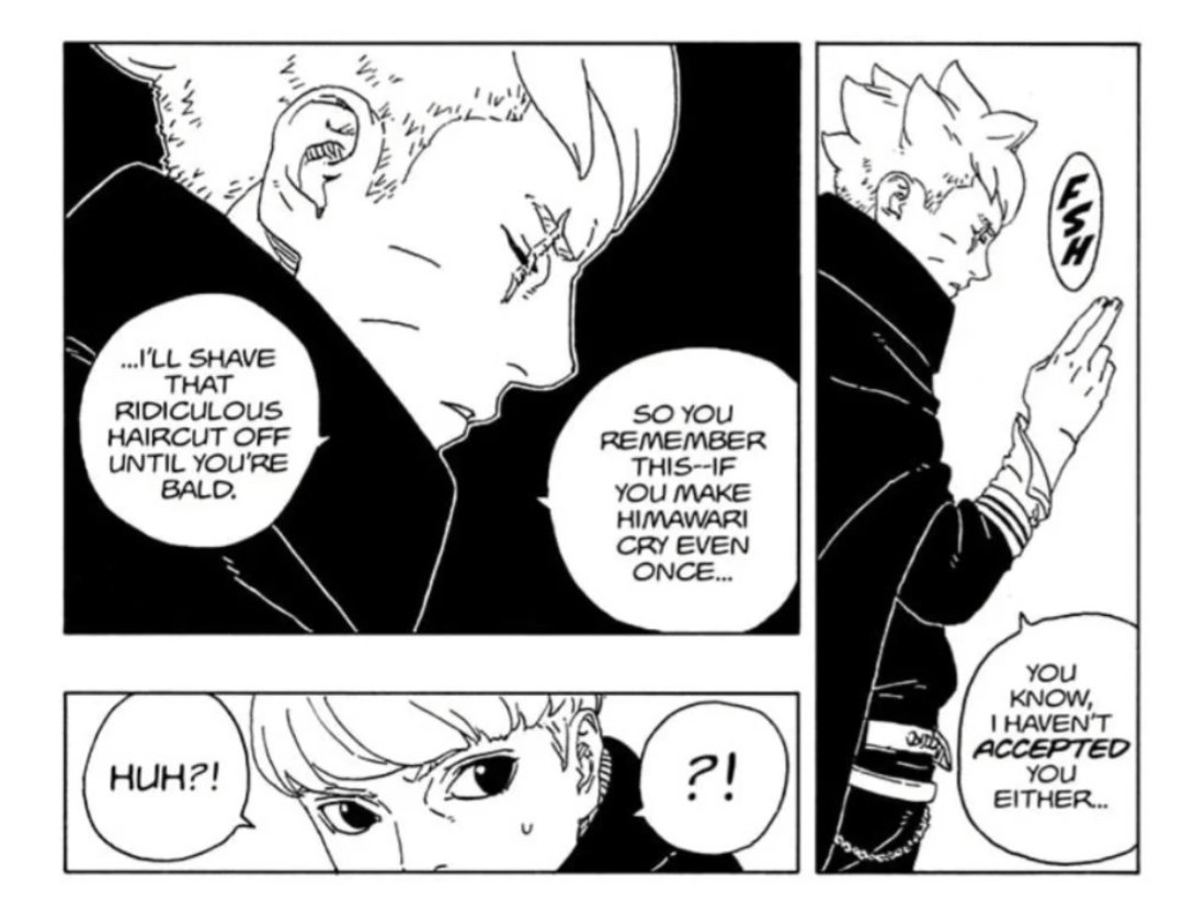 naruhinaluvrx's tweet photo. "Hey Boruto. Your sister could die" vs "Hey Boruto. Sarada could die." https://t.co/IOO6tqhWzV
