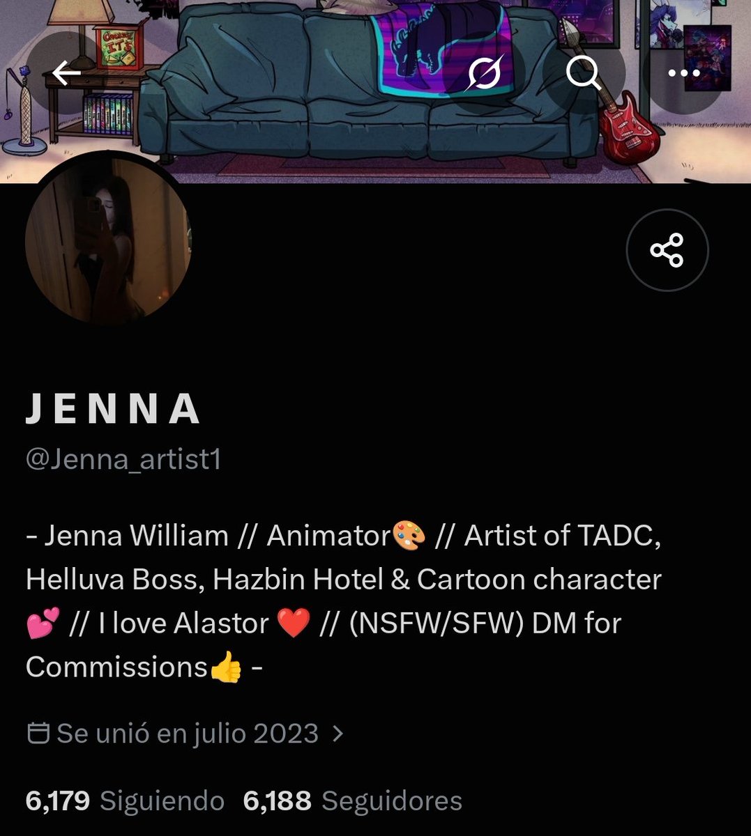 KariSoulzzz's tweet photo. REPORT THIS ACCOUNT. For the past few months they’ve been stealing other artists work, claiming it as their own and scamming people by taking "commissions" using art that isn’t theirs. Most, if not all, of the stolen artwork is related to Vox

@/Jenna_artist1

#Vox #HazbinHotel https://t.co/eLQZHjiZIC