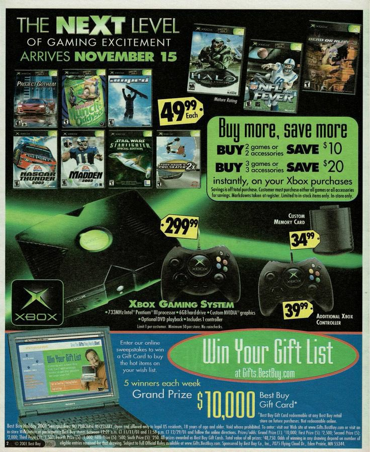 VideoGameHstry's tweet photo. Best Buy XBOX video game console release ad in 2001 https://t.co/3xckWQ6GDs