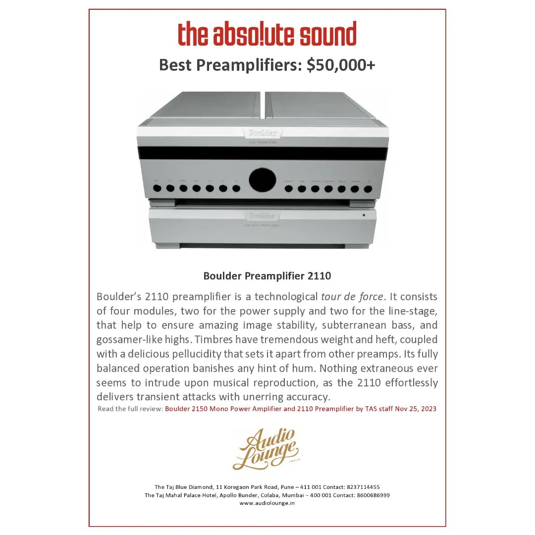 JarrodKast's tweet photo. Boulder 2150 Mono Power Amplifier and 2110 Preamplifier reviewed by TAS staff on November 25, 2023. https://t.co/ujmW1l5eIJ