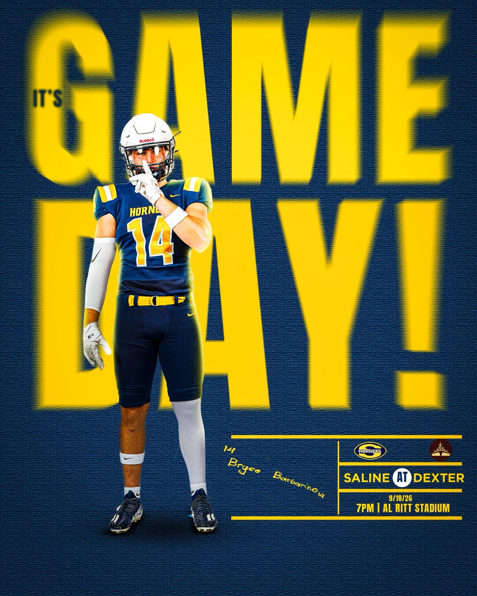 SalineFootball's tweet photo. BATTLE READY‼️ Game day at Dexter, 7PM. Be there and be loud
#GoHornets | #OurTime https://t.co/swfLjIwfeW