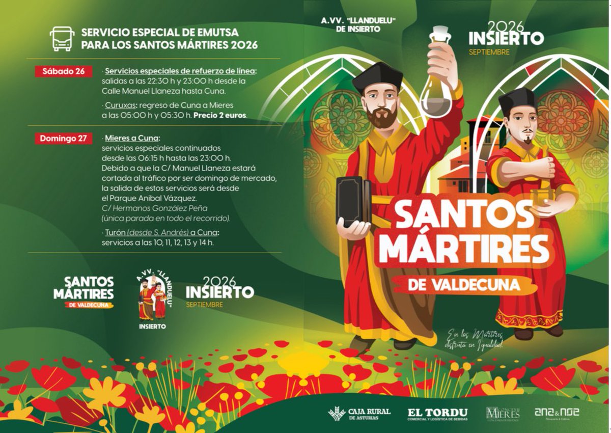 AytoMieres's tweet photo. Queda muy poco para Los Mártires y ya está todo listo para disfrutar de tres días de celebración con la tradicional romería del 27 de septiembre como plato fuerte en una fiesta, declara de Interés Turístico, que da la bienvenida por todo lo alto al otoño en Mieres y en https://t.co/1KeFqk5Xf2