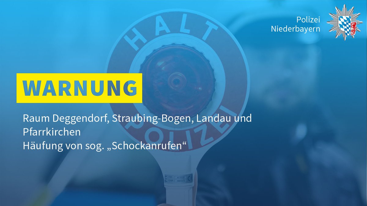 polizeiNB's tweet photo. Aktuell kommt es im Raum #Deggenorf, #Straubing, #Landau und #Pfarrkirchen vermehrt zu sog. "#Schockanrufen". 

Näheres: 
https://t.co/WnXrQfsynf

Bitte auch Angehörige und Bekannte warnen! https://t.co/6LTd0wQPv7