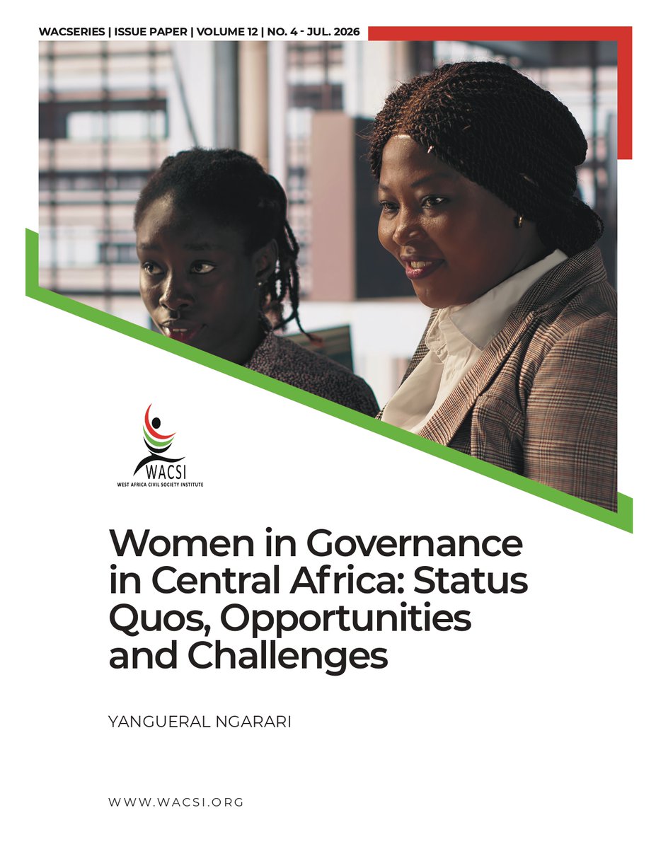 wacsi's tweet photo. Women’s representation in Central African governance is growing, but does representation translate into real decision-making power?

In this Issue Paper, Yangueral Ngagari examines the gaps, barriers and opportunities.

📘 Read: https://t.co/OaBzGstoyb https://t.co/vLC9j5tbCf