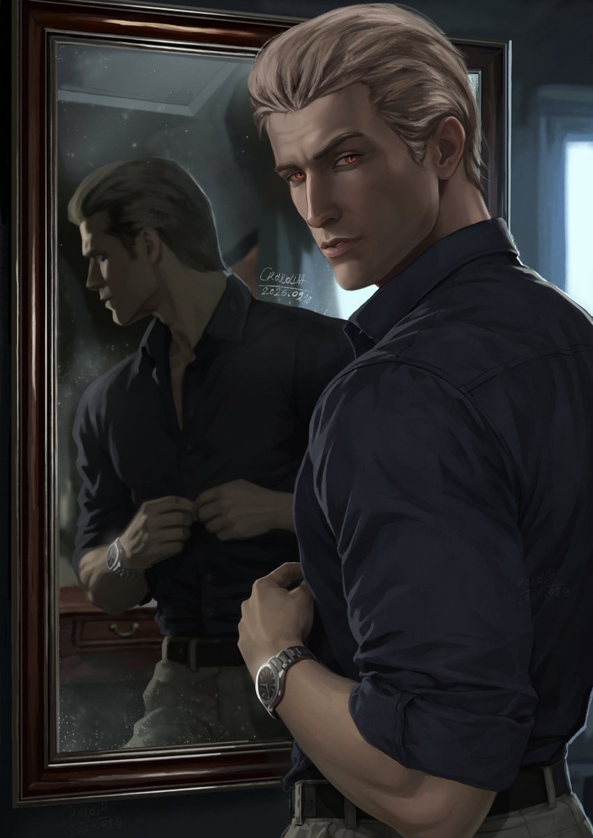 crowolina's tweet photo. It is finished:D Title is: „Afternoon“

After countless of background demos, versions, redraws, finally i can confidently consider this project finished.

 I hope you guys will like it, thank you all for the love on the sketches i shown previously❤️

#ResidentEvil #AlbertWesker https://t.co/D6hix9uTxT