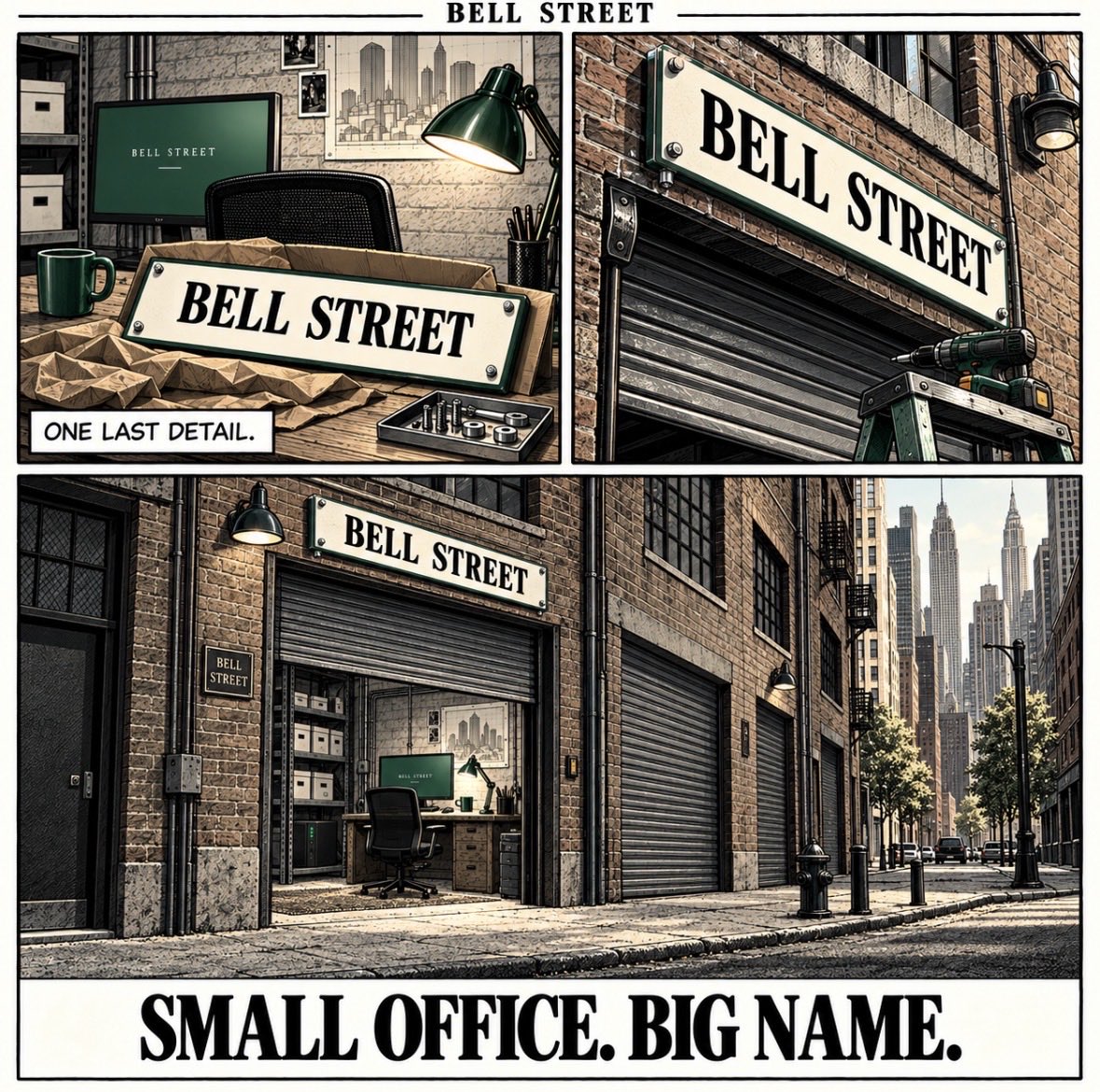 BellStreet_RH's tweet photo. For now, the name sits above a garage.

Save this picture. https://t.co/rHOFz1H2LO