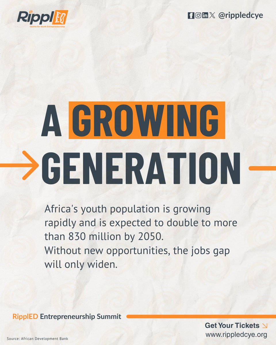 rippledcye's tweet photo. Every year, 10 - 12 million young Africans enter the job market. Only 3 million formal jobs are waiting for them. 

In Nigeria, over 60% of the population is under 30, and 1.7 million graduates leave school every year into an economy that can't absorb them. https://t.co/7OEjPL8dNI
