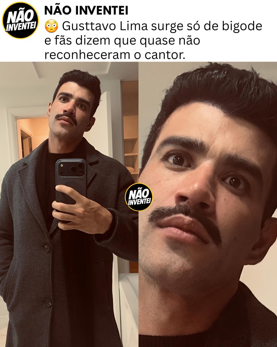 naoinventeibr's tweet photo. 😳 Gusttavo Lima apareceu sem a barba de sempre e mantendo só o bigode. A selfie publicada na madrugada fez fãs dizerem que precisaram olhar duas vezes para reconhecê-lo. #GusttavoLima #Sertanejo #Famosos https://t.co/mx7rbqSJiy