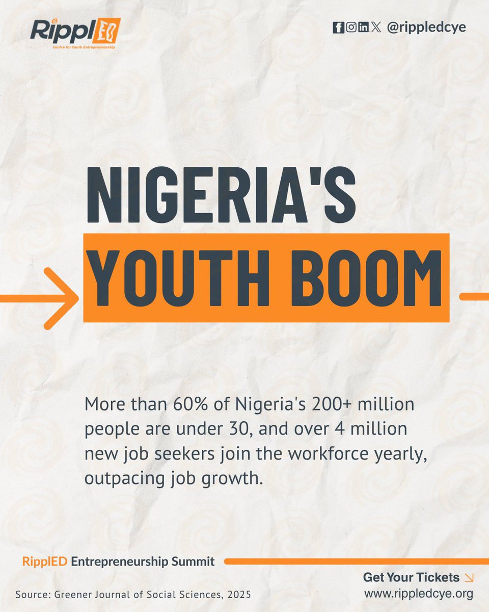 rippledcye's tweet photo. The answer isn't only more jobs. It's more job creators.

If we want a stronger Africa tomorrow, we need to teach our young people to create opportunities today.

Should #entrepreneurship be a core subject in every K12 school? Share your thoughts below.

🔁 Share this #RES2026 https://t.co/B8xpxoVPJW