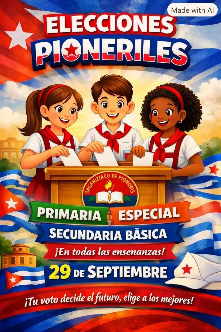 AICalzadaFr's tweet photo. A pesar del blqueo y de todas las dificultades, este 29 de septiembre todos los educandos de Primaria, Especial y Secundaria Basica, votarán para seleccionar sus líderes estudiantiles. #EducadoresCamaguey .#CubaEstaFirme .#DiazCanel https://t.co/hMGXd3gYmC