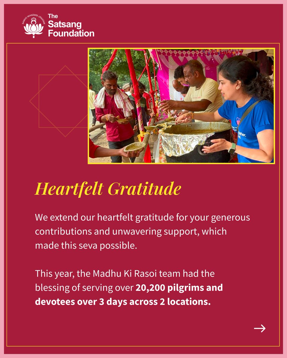 SatsangTweets's tweet photo. To know more about #MadhuKiRasoi, write to connect@satsang-foundation.org.
#TheSatsangFoundation #SriKrishnaJanmashtami #CommunityKitchen #Bhandara #Celebration #Gratitude #Reverence #Mathura #Vrindavan https://t.co/KWRW5r2f0D