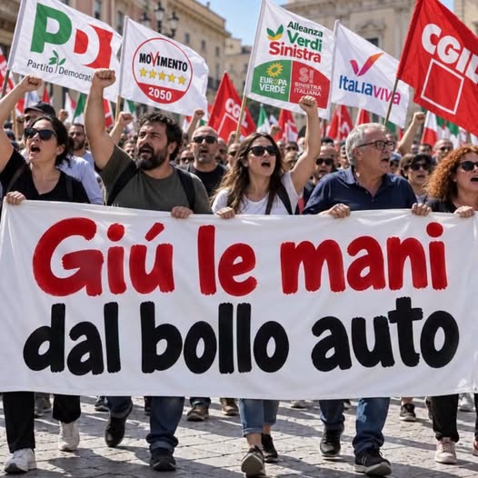 DanteTempestini's tweet photo. GIU' LE MANI DAL BOLLO AUTO!
LE SINISTRE SCENDONO IN PIAZZA A  FAVORE DEL BOLLO AUTO E CONTRO LA SUA ABOLIZIONE!! https://t.co/TI7lATE3hH