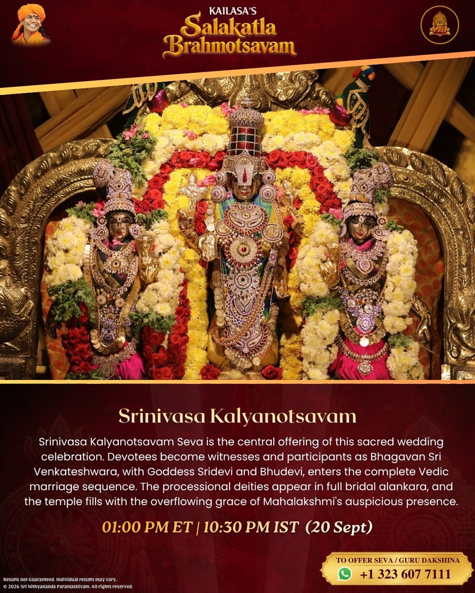 dinanaathan's tweet photo. KAILASA’S SALAKATLA VENKATESHWARA BRAHMOTSAVAM 2026

#KAILASA #Venkateshwara #SalakatlaBrahmotsavam https://t.co/ibUAfQB3yM