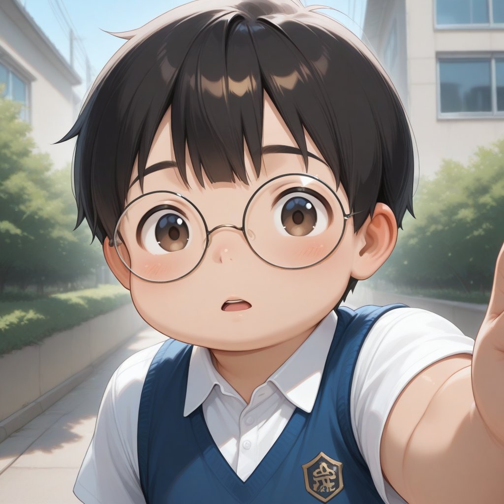 2h0ta10ve's tweet photo. 眼鏡の男の子が驚いた表情でこちらに手を伸ばしている。 #ショタ #ぷにショタ #デブショタ https://t.co/xmkyBxty8O