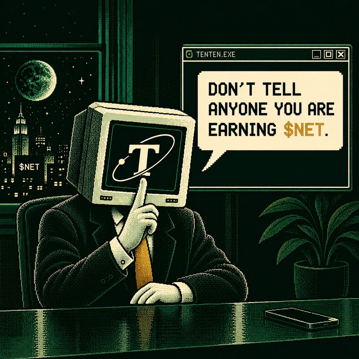 TenTenCap's tweet photo. Don’t tell anyone you’re earning robinhood:0xca9c78dd337a67f6e0077f65f5e9218719d30edf 🤫

TEN is paired directly with NET, and creator-side trading fees are redirected to holders.

Buy activity generates fees in NET.
Those fees flow back to TEN holders.

Just hold TEN and let the protocol do its thing.

But keep it quiet.

Hold TEN. Earn NET. 💾

10/10.