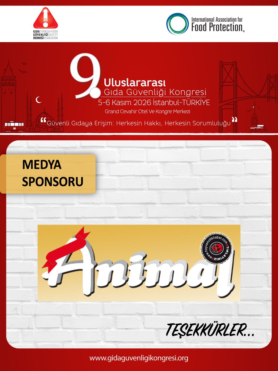 GidaGuvenligi's tweet photo. We are happy to share our “Media Sponsor" Animal at the 9th International Food Safety Congress, which will be held at Istanbul Grand Cevahir Hotel &amp; Convention Center on 05-06 November 2026.

https://t.co/kPLcZ8f1Xm https://t.co/IFKO0DwbC9