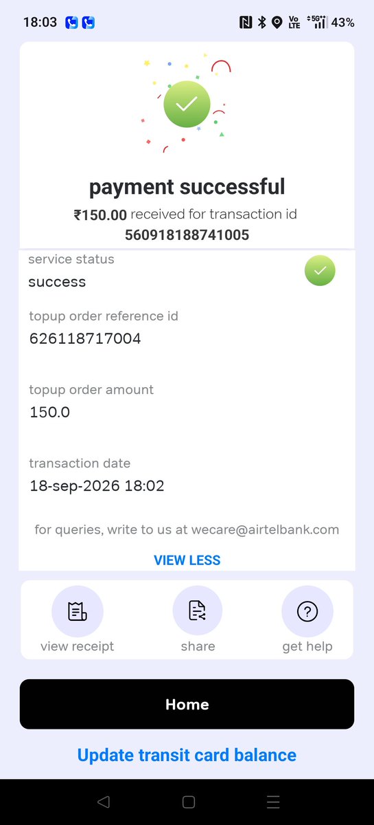Roroing_'s tweet photo. @airtelbank first you force users to buy your card and then it doesn't even work properly. I have successfully paid 150 for top up but the balance is not being updated https://t.co/MWSg6K51st