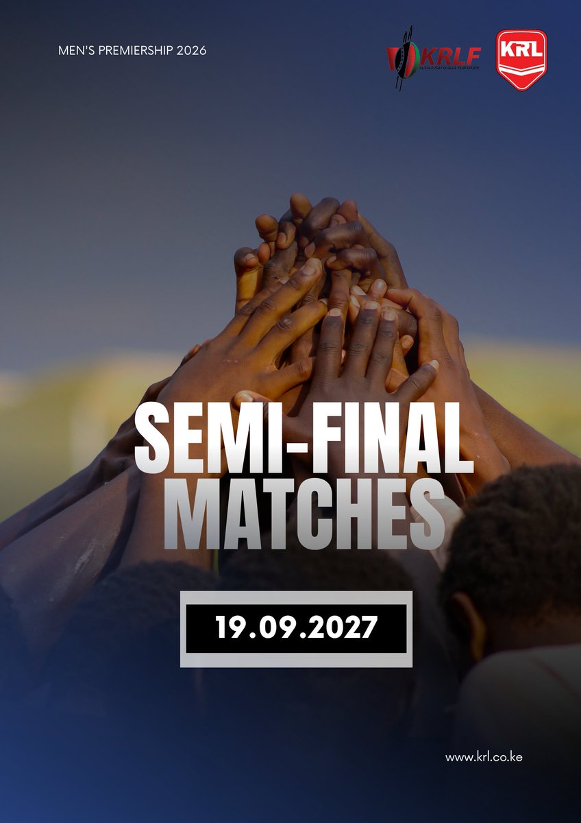 OfficialKRLF's tweet photo. ROAD TO THE GRAND FINAL!

Huge matchday! 🏆

📍 KIBIKO PRIMARY
• 11:00 AM: AP Warriors vs Grizzlies (Semi 1)

• 12:30 PM: Centurion vs Guardians (Ranking Playoff)

📍 NAKURU ATHLETICS CLUB
• 2:00 PM: RV Ruffians vs Hawks (Semi 2)

#KenyaRugbyLeague #RoadToTheFinal https://t.co/X0uXgHS759