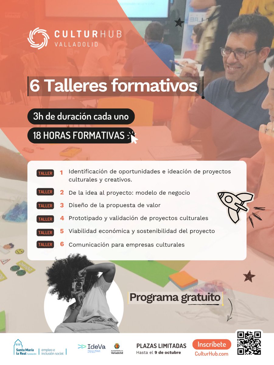 FundacionSMLRPH's tweet photo. 🎭🎨 ¡Vuelve #CulturHUB📍#Valladolid!

Tras el éxito de la 1ª edición con 13 proyectos y + de 40 solicitudes,  ¡seguimos impulsando el #emprendimientocultural!

📅 Inscripciones abiertas hasta el 9 de octubre: https://t.co/6cNGwSx2Lb
📍 #CasaLuelmo | PLAZAS LIMITADAS
✅ GRATUITO https://t.co/F17RW5u8ai