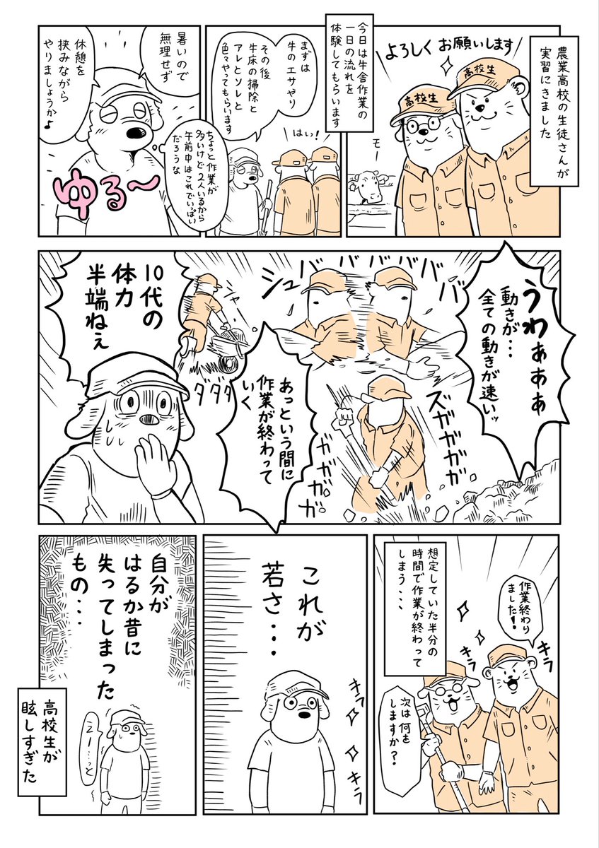 TDQFRYtruJY7ZxR's tweet photo. (再掲)

今年も実習生が職場に来てくれています🐮
彼らのやる気と体力に追いつけず汗だくになっている老いた職員が自分です… https://t.co/15YVikr3Gy