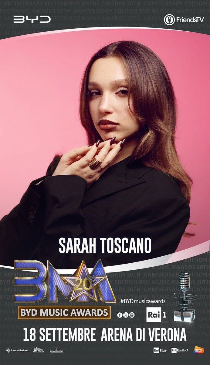 SarahTnews's tweet photo. ‼️Stasera Sarah sarà all’Arena di Verona per i BYD MUSIC AWARDS. 

L’evento sarà trasmesso in diretta su Rai 1 dalle 21:30. https://t.co/vXttxRnIOo
