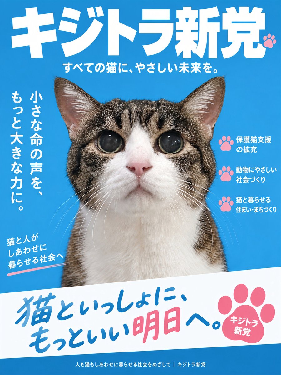 y5_y5_san's tweet photo. 野良党首@blue_noracat のキジトラ新党をよろしくお願いします！！

やる気！元気！寝起き！
やる気！元気！寝起き！

キジトラ新党を宜しくお願いします！！ https://t.co/aa7PAZPTAJ