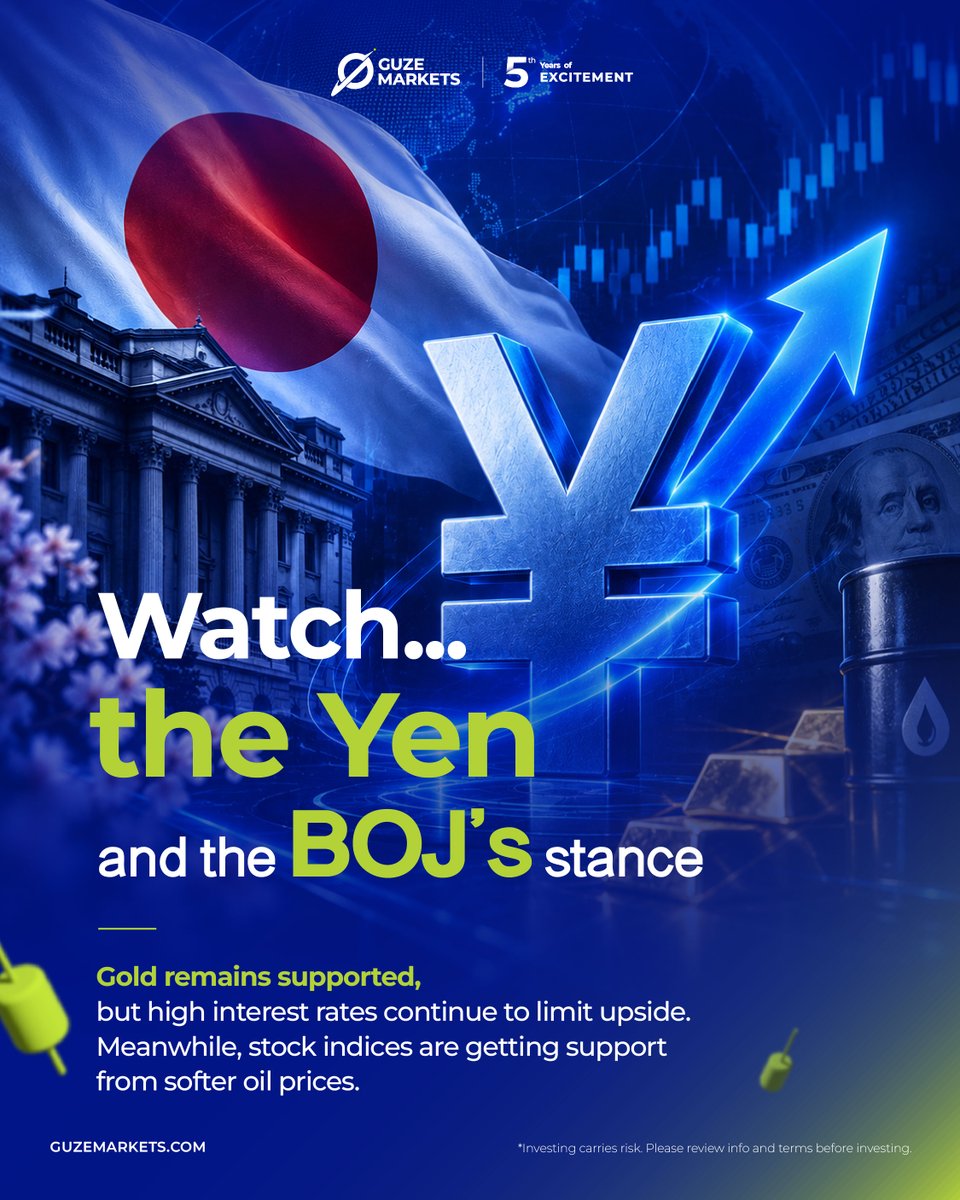 GuzeMarkets's tweet photo. 📈 Watch the Yen &amp; BOJ signals
Gold remains supported, while high interest rates limit the upside. Oil prices ease as markets await the next move. 👀

#Guzemarkets #Yen #BOJ #Gold #Oil #Forex #MarketNews #Trading https://t.co/xpdqSU5tMa