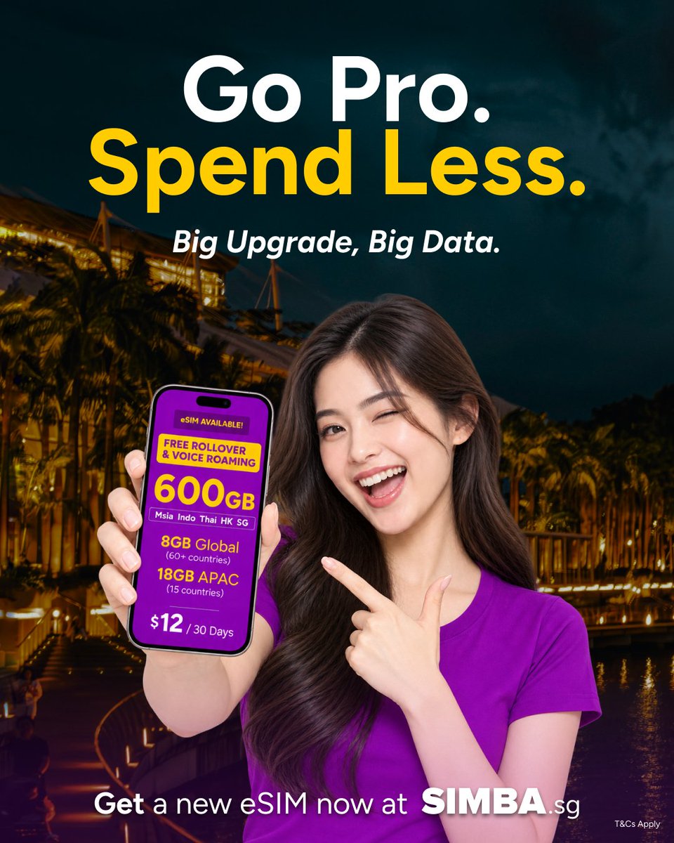 SimbaTelecomSG's tweet photo. New phone, zero hassle. This is what going PRO looks like instant eSIM activation, massive data, and great roaming, with free rollover on every plan. Get your eSIM now at https://t.co/BtsYlK0gPK 📱✨
#SIMBA #SimplyTheBest #SIMBA5G #SIMBAeSIM https://t.co/DfH4JMqf92