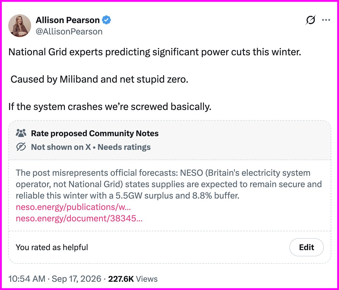 donmcgowan's tweet photo. Another abuser of social media and her bafflingly elevated status within the media, Allison Pearson.

Here we find her lying outright to the public.

No ifs, no buts … just made up. 

Pearson is a paid shill by the oil and gas industry and has ZERO morals. A perfect combo.

Imagine how much easier our lives would be if these media ghouls were legislated into telling the truth.

@Ofcom | @IpsoNews | @lisanandy | @DCMS