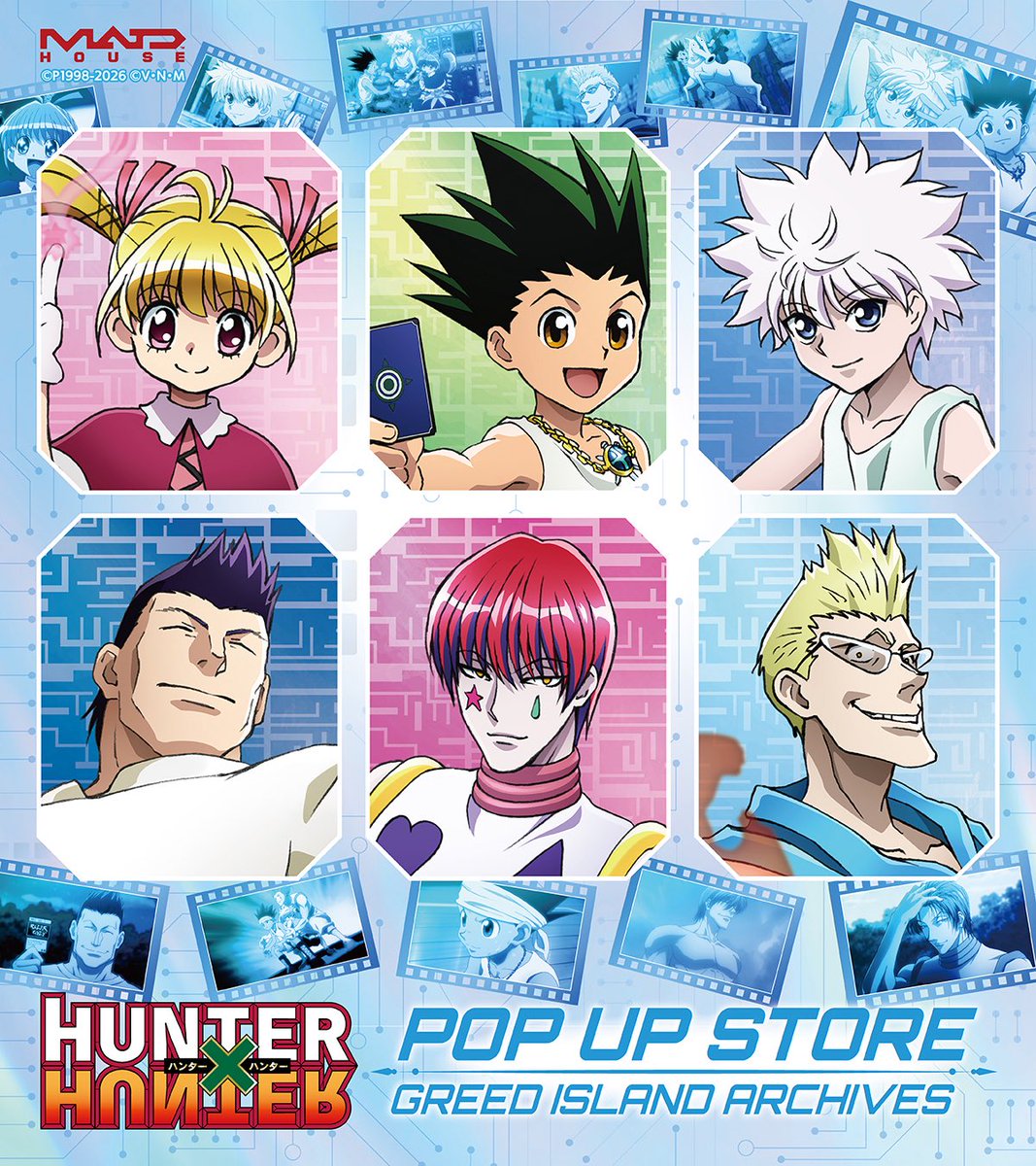 HUNTER_goods70's tweet photo. HUNTER×HUNTER  POP UP STORE 
GREED ISLAND ARCHIVES

10月8日から全国8か所で開催決定！🎉

MADHOUSE描き下ろしイラスト、
G.I.(グリードアイランド)編のアニメ原画や場面写を使用したグッズが登場します！

▼詳細はこちら
https://t.co/qCs3EBI0g9

#ハンターハンター https://t.co/QfpJIXaKqe