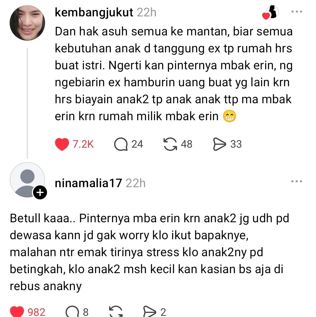 alayy's tweet photo. ternyata Mba Erin punya cara sendiri buat menghadapi drama rumah tangga

suami selingkuh? yaudah, duitnya dinikmati.
mau cerai? jangan buru-buru, bikin prosesnya panjang dulu.
mertua? maaf, sudah bukan bagian dari jobdesk wkwk. 

Mba Erin aku padamuuu ☝️ https://t.co/mz3X9m67Qc