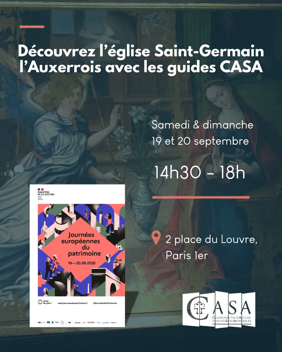GuidesCASA's tweet photo. Que faites-vous ce weekend ?

#JEP2026 #visiteParis #égliseParis #GuidesCASA https://t.co/xWnuuixgHi