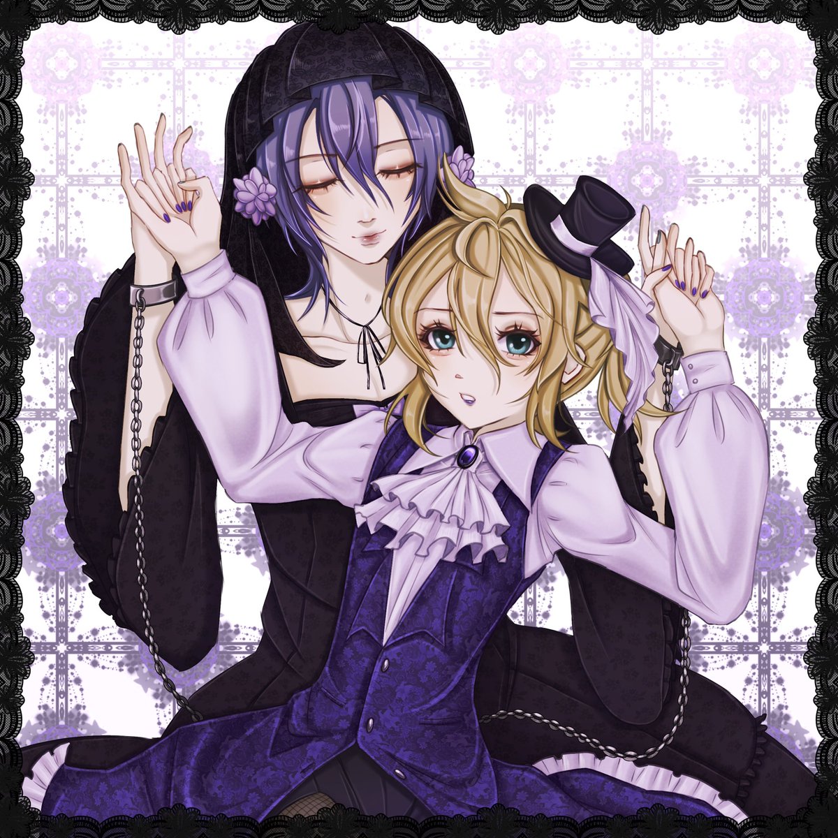 VOCAHEAVEN's tweet photo. 🖤💜#KAITO #鏡音レン https://t.co/3eSW24EY2u