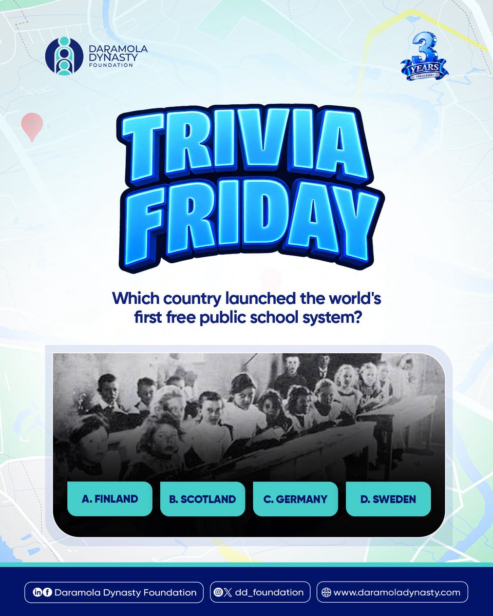 dd_foundation_'s tweet photo. History meets education.
Do you know the answer?

No Googling

#DDF #DaramolaDynastyFoundation #TriviaFriday #EducationMatters #DidYouKnow https://t.co/MkPGvgWcVB