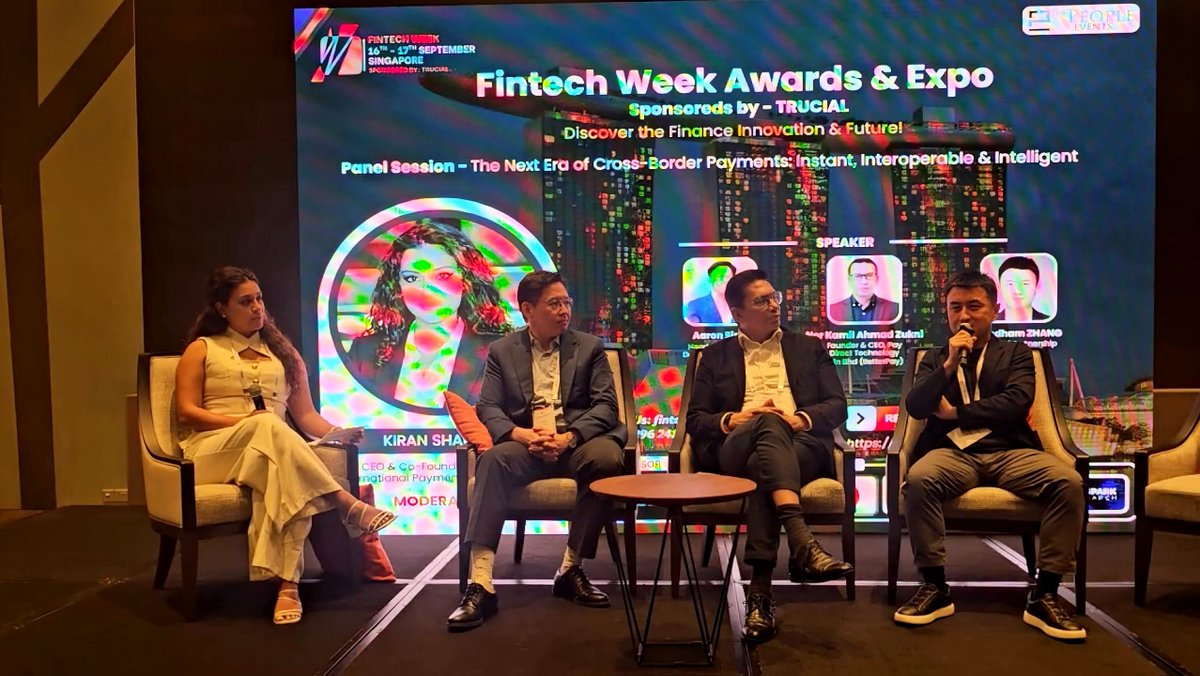 ObitaGroup's tweet photo. Our Head of Partnerships, Windham Zhang, joined the panel “The Next Era of Cross-Border Payments: Instant, Interoperable & Intelligent” at Fintech Week Singapore 2026 yesterday.

From stablecoin settlement to intelligent routing, the discussion explored how cross-border payments are evolving to become not only faster, but also more predictable, connected and efficient.

Windham shared perspectives on the growing role of stablecoins in treasury and liquidity management, and how smarter routing across multiple payment rails can create a more unified experience for global businesses.

Read more: https://t.co/lK18kb2WAm

#Obita #FinTechWeekSingapore #CrossBorderPayments #GlobalPayments #PaymentInfrastructure #Stablecoins
