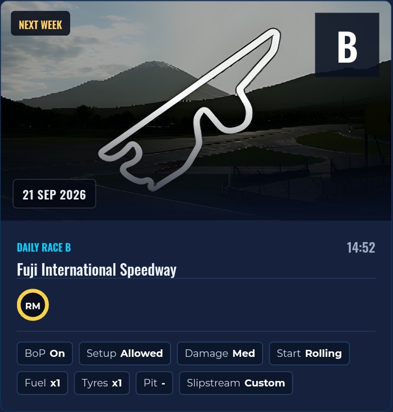 HungaryRace's tweet photo. GT7 New Daily Races
(21/9/2026)

https://t.co/MODWfGLscI https://t.co/9RklYU9rRR