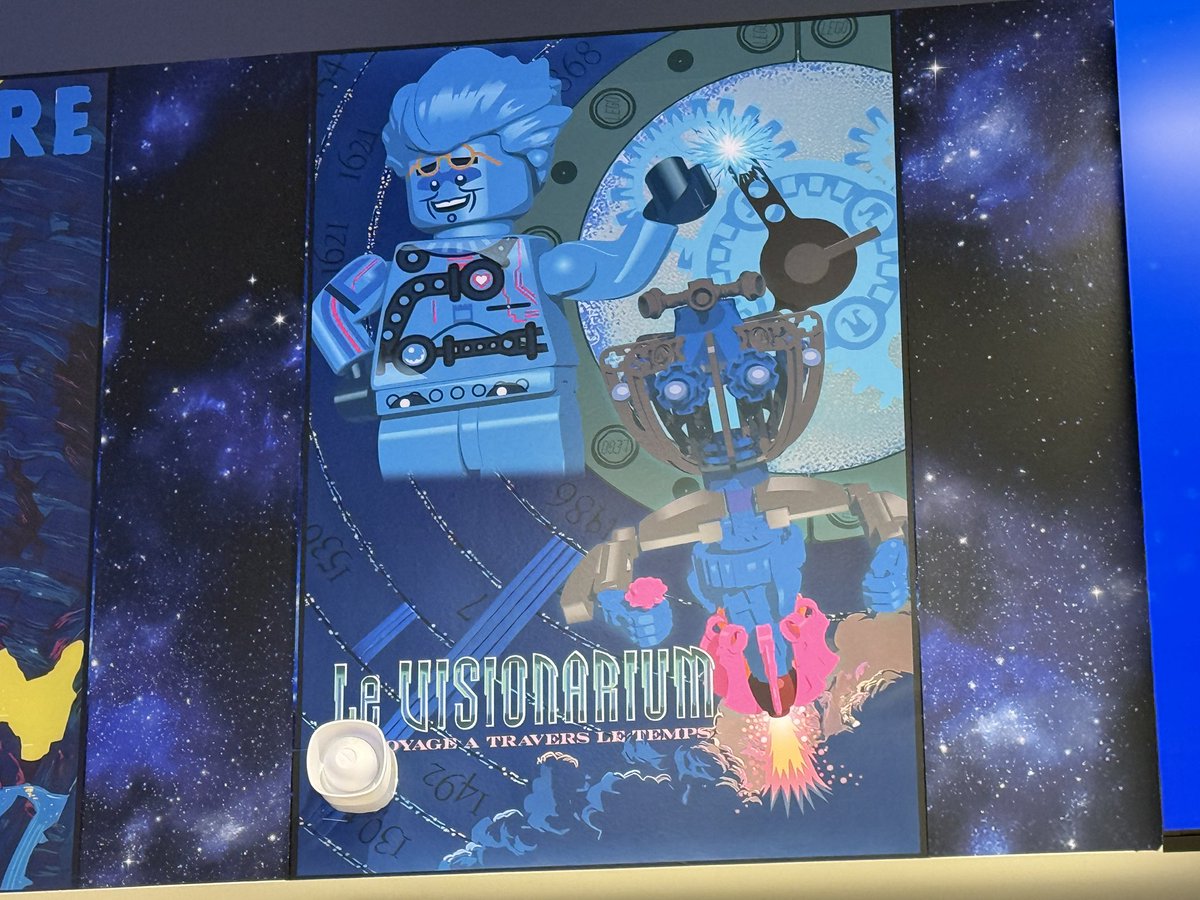 laughingplace's tweet photo. The recently remodeled LEGO Store in Disney Village has some excellent attraction poster LEGO recreations, including one of a personal favorite, Le Visionarium - aka the Timekeeper. #DisneylandParis https://t.co/CedUIFNH8E