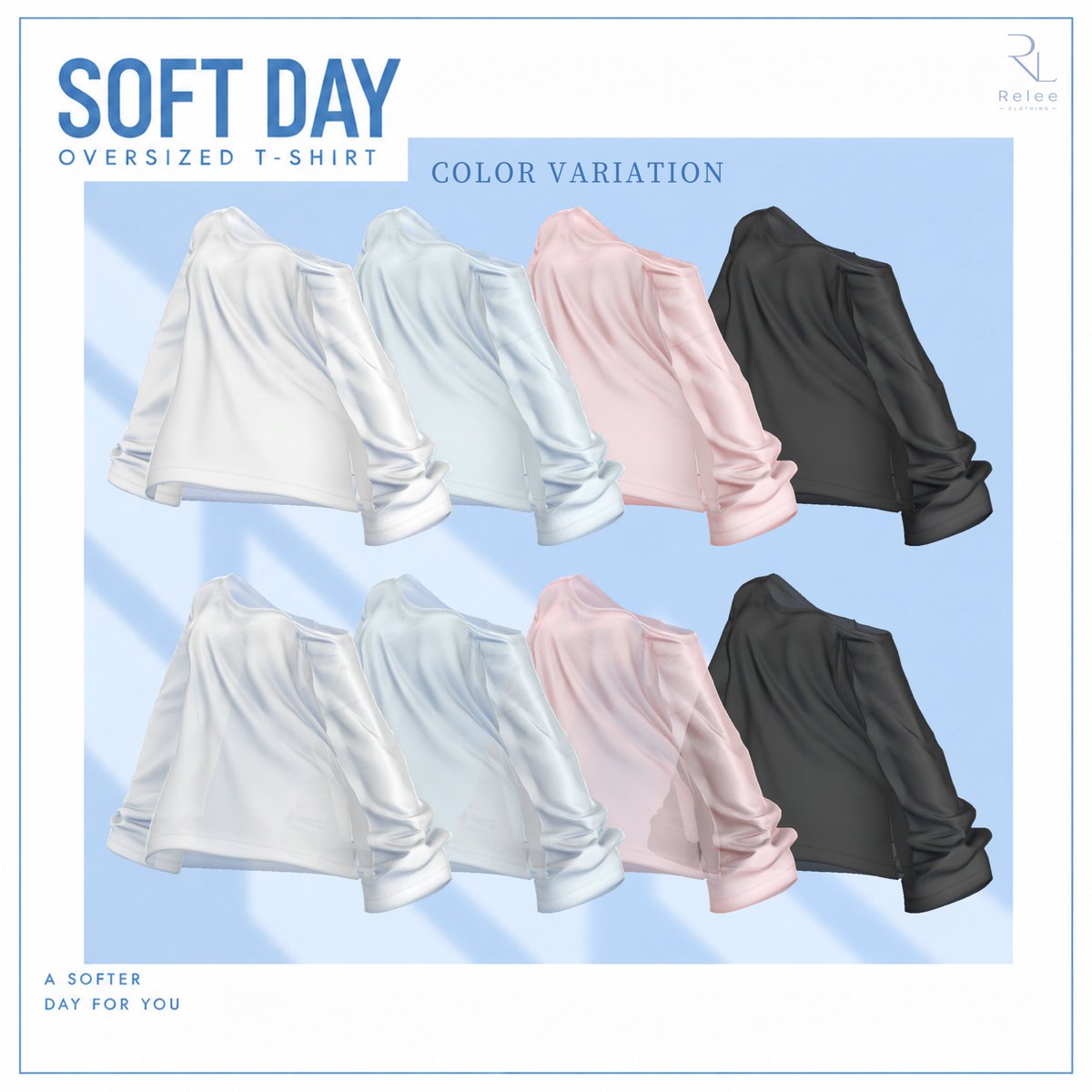 relee_shop's tweet photo. 🎉OPEN Event🎉
🤍Soft_Day☁️

☁️ SOFT DAY、もっとゆったり、心地よい一日を。
🫧 やわらかなオーバーサイズシルエットで仕上げた、毎日に寄り添う一着。

☁️ SOFT DAY, 조금 더 느긋하고 포근한 하루를 위해.
🫧 여유로운 오버핏 실루엣과 부드러운 컬러로 완성한 데일리 아이템

 ~ 9/26 RT + フォローイベント実施！！  3名様を抽選して選択衣装を1着プレゼントします
~ 9/26 RT + 팔로우 이벤트 진행!!   3명 추첨하여 선택 의상 1벌 선물드려용!   

booth-https://t.co/zHdaUiv04N

@VRChat

@relee_shop