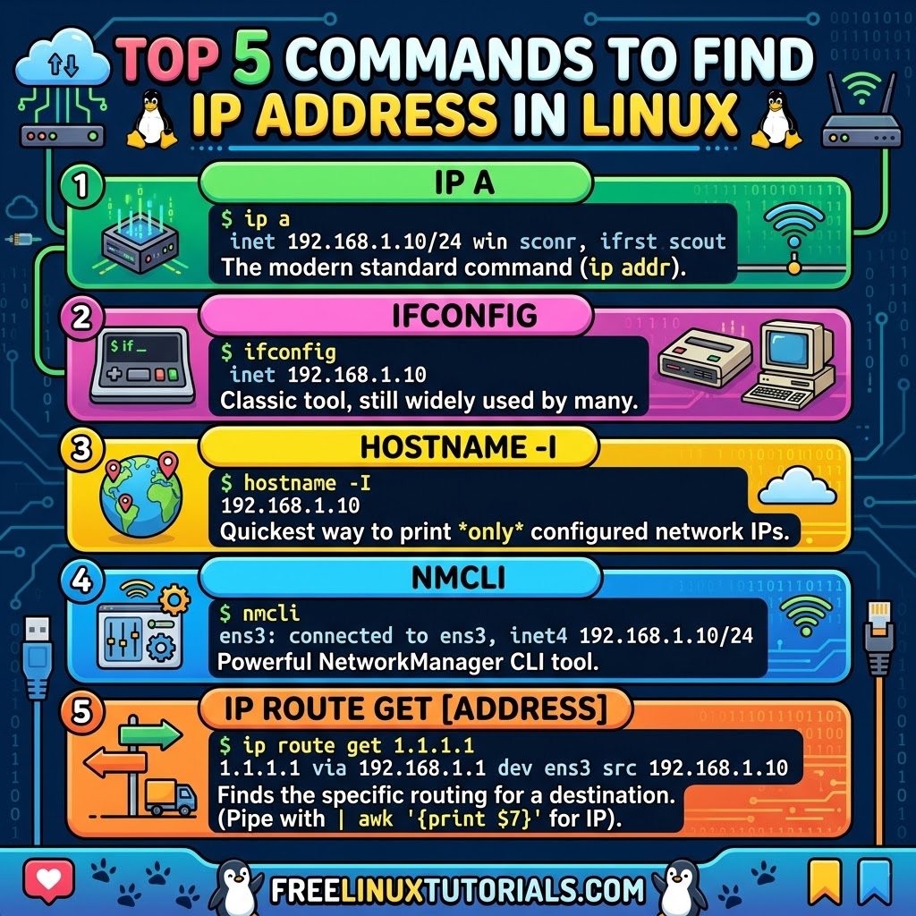 linuxtutorials's tweet photo. top 5 commands to find IP address in #linux
https://t.co/6B8xZQYYmI https://t.co/AkzoR0xoAl