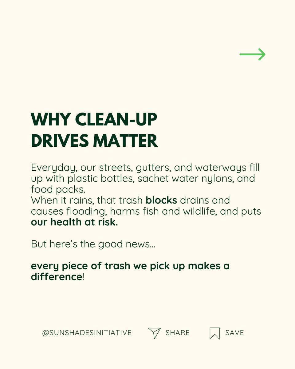 sunshadesNG's tweet photo. Join us for a clean-up drive at Jabi Park.
📅 Sunday, 20th September
⏰ 2:00 PM
📍 Jabi Park, Abuja

Bring gloves, trash bags and good vibes. We’ll handle the rest. 💚

📩 DM us to sign up, and tag a friend who should come with you!
.
.
.
#SunshadesInitiative https://t.co/p2t0WIdw6B