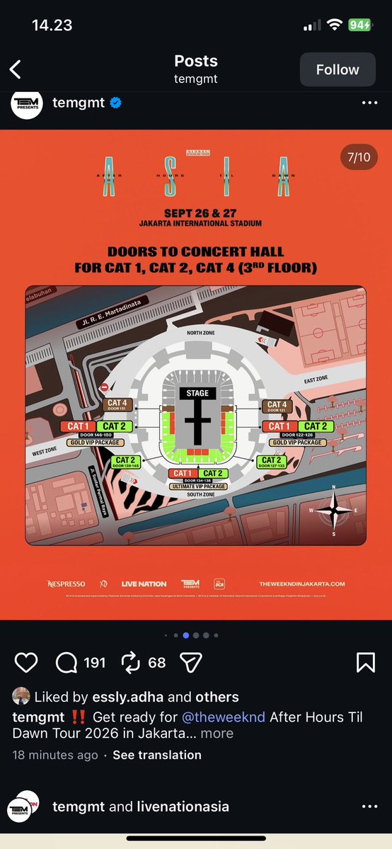 jennyhrmt's tweet photo. WTS 1 Tix The Weeknd Day 2 CAT 4A Door 151 (Sejajar Cat 1&amp;2)
Price negotiable, bisa cod tgl 23 pas penukaran wb

Plus ada barengan nontonnya juga
#WTS  #WTB #TheWeeknd https://t.co/4kJydMLOJp