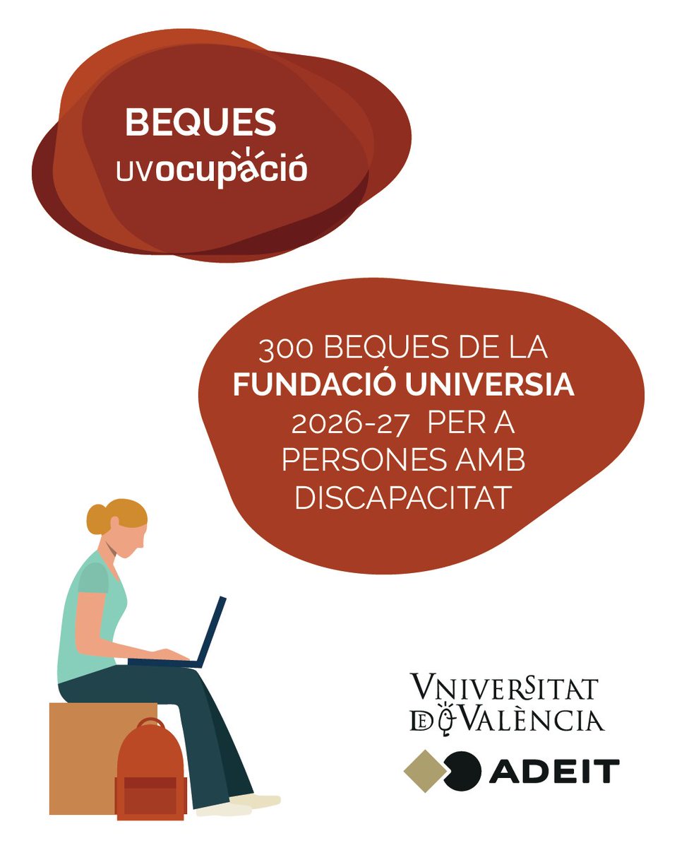 UVocupacio's tweet photo. Nou divendres, noves beques 🚀 #UVocupació · @UV_EG @ADEITUV

🔷 Beques @FUniversia 2026-27 per a persones amb discapacitat
📆 Fins al 28/9
🔗https://t.co/WzpWxmCozG
 
🔷 Beques IBSA Iberia per a projectes científics d'alt nivell
📆 Fins al 31/1
🔗https://t.co/QraCgzRAIp https://t.co/lDDff6eogH